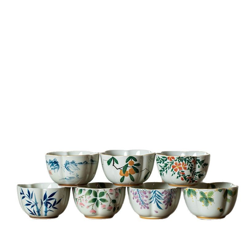 Huayuntang vẽ tay hoa mận chủ cup retro cốc đơn gốm trà cốc trà hộ gia đình kung fu bộ trà trà cốc