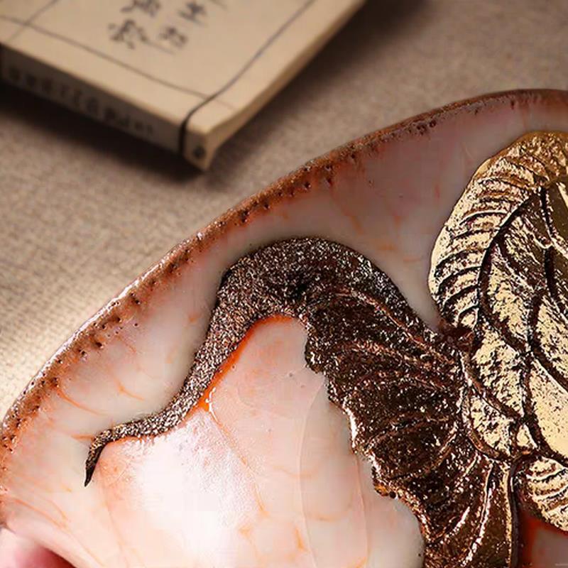 Bát mở nắp mỏ đá Shiyaki, bát pha trà gốm thô Ercai Nhật Bản thủ công Shiano, cá rồng vẽ gia dụng sáng tạo