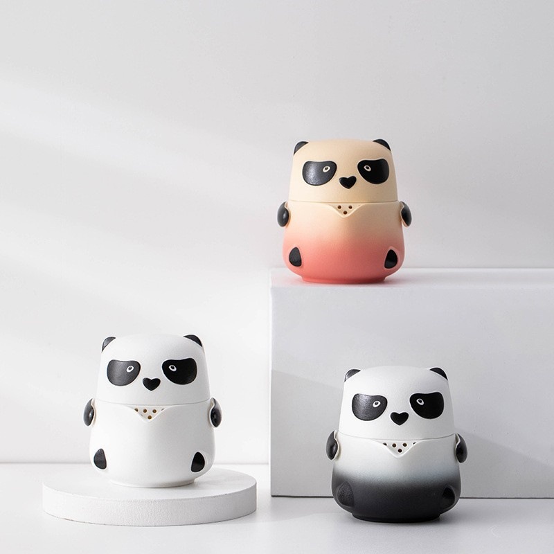 Panda Kuaike Cup xách tay ngoài trời một bình hai cốc sáng tạo túi du lịch bộ trà kungfu