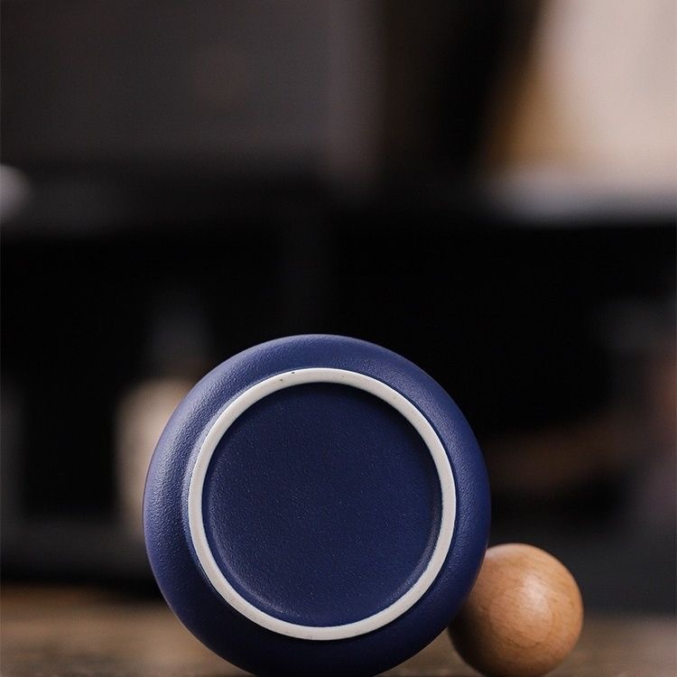 Cốc cà phê gốm màu macaron, cốc nước cá nhân hóa tay cầm bằng gỗ hình cầu, cốc tinh tế, logo in ấn kinh doanh