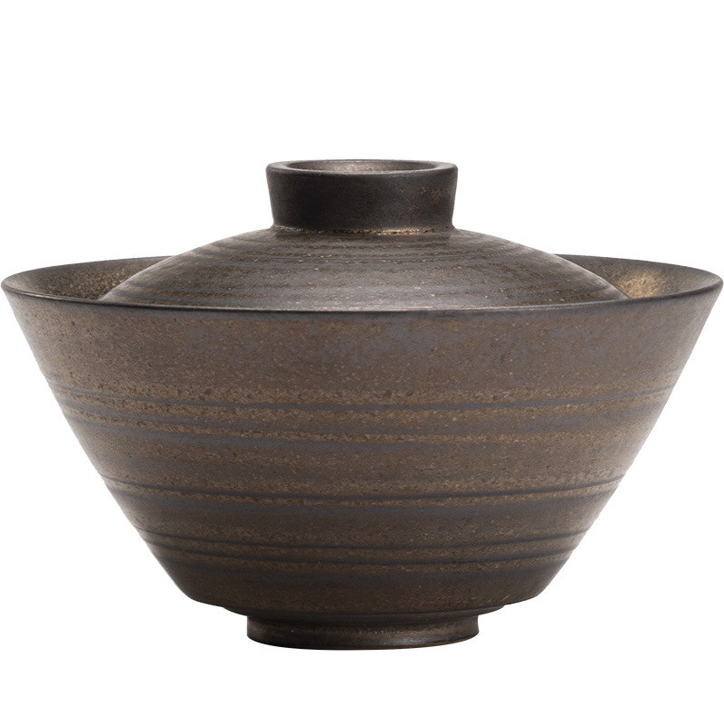 Bộ ấm trà Kung Fu tráng men gỉ mạ vàng thủ công Dòng ấm trà gốm thô Hai cái bát có nắp Một chiếc cốc trà đơn