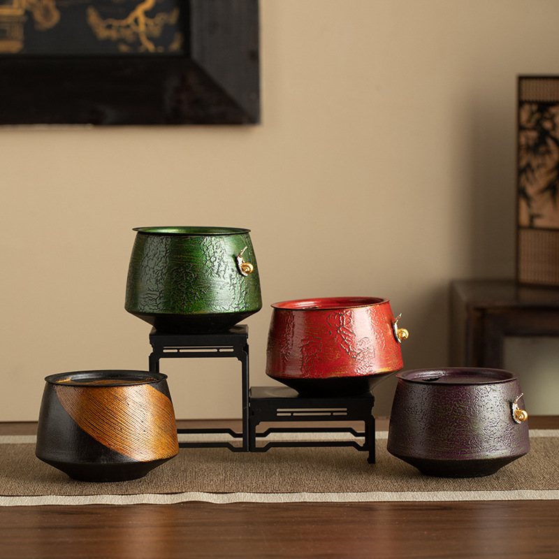 Mặt dây chuyền lọ đựng trà bằng sơn mài kiểu Trung Quốc truyền thống dành cho chậu nước để bàn tại nhà, bình đựng nước trà, xô đựng nước thải, phụ kiện pha trà, nước rửa trà.