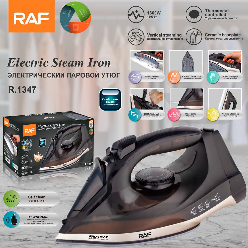 RAF Châu Âu xuyên biên giới 1600W cầm tay nhỏ cầm tay máy ủi hơi nước gia đình bàn ủi điện 1347