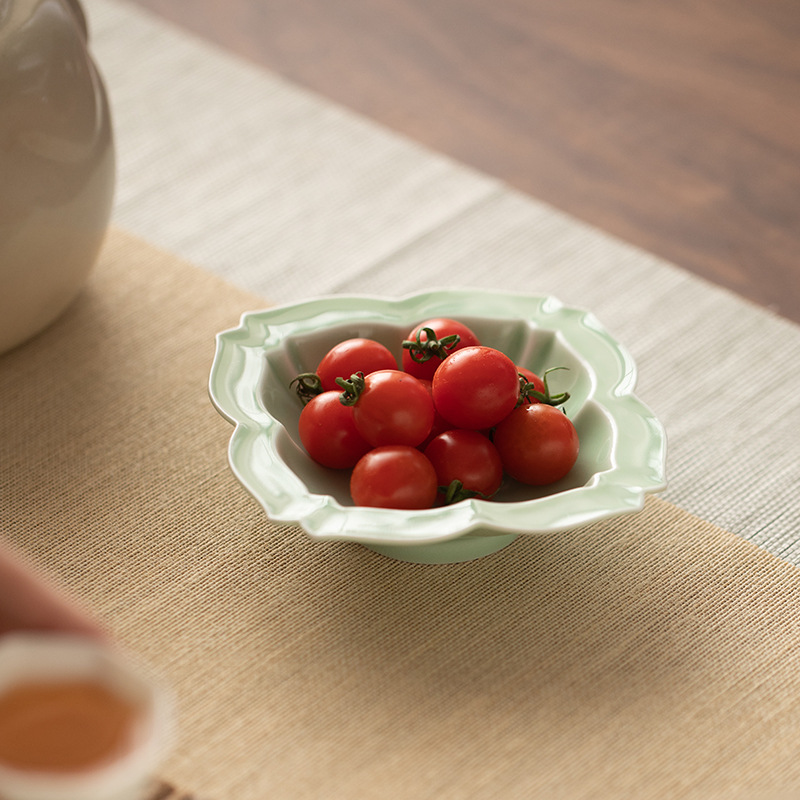 Đĩa mũ rơm hình vuông, đĩa đựng hoa quả gốm sứ gia dụng, đĩa giải khát, bàn cà phê phòng khách, khay ăn vặt buổi chiều, đĩa bánh ngọt