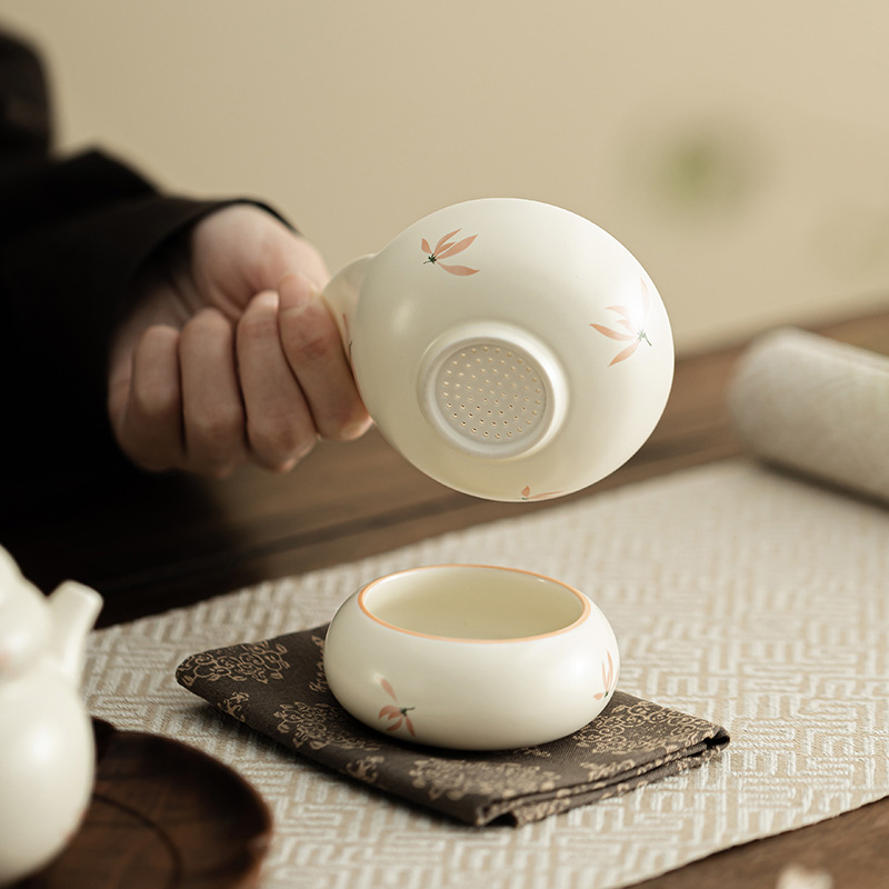 Bộ lọc hồ lô chuông gió phong lan gia dụng phụ kiện bộ trà Kung Fu kiểu Trung Quốc dụng cụ lọc trà gốm sứ vẽ tay