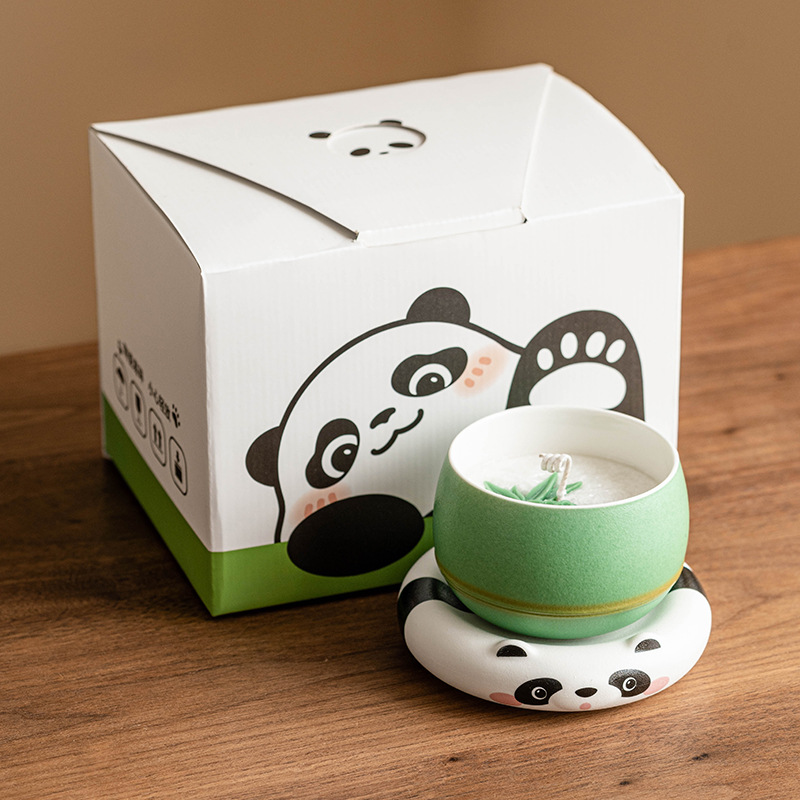 Tre xanh Panda hương thơm nến cốc trang trí sáng tạo để bàn gia dụng trong nhà hương thơm cao cấp lâu dài