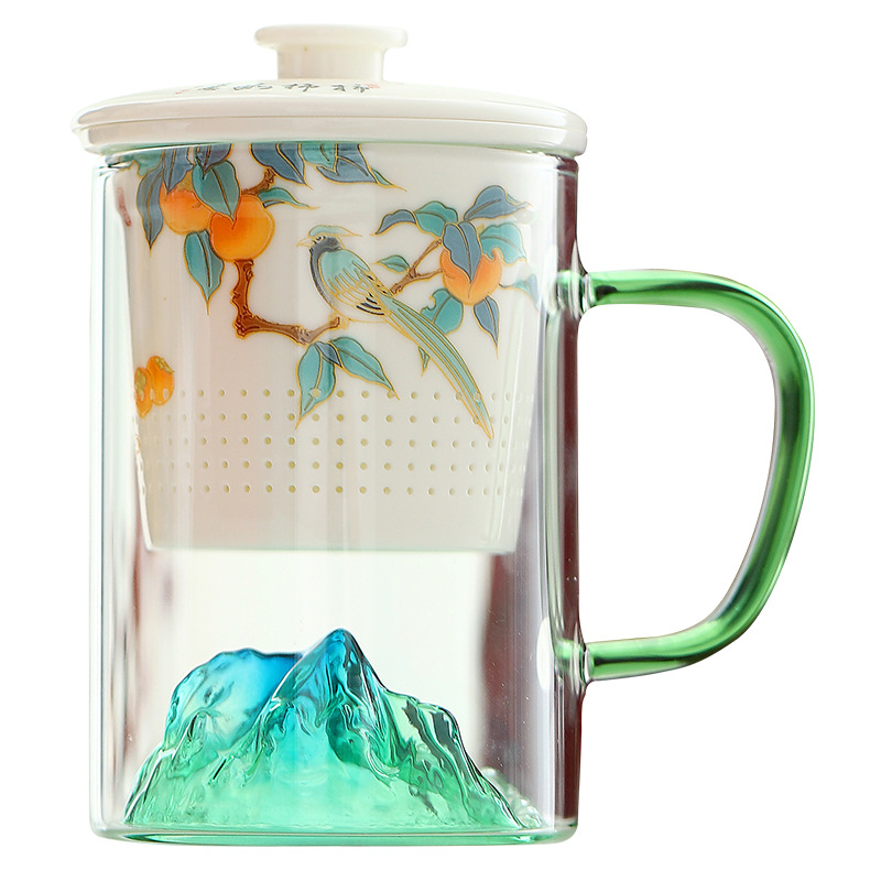 Mọi thứ Ruyi Guanshan Glass Văn phòng Cốc tách trà có nắp cốc dung tích lớn Cốc pha trà Kung Fu Cốc uống nước