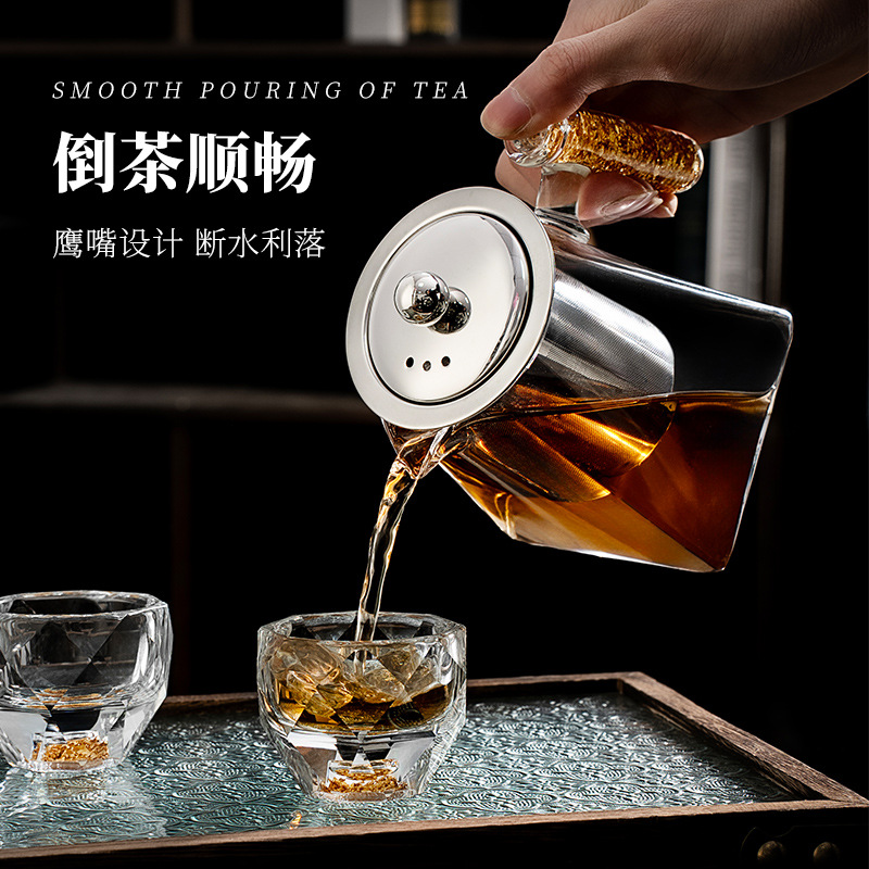 Kính chịu nhiệt công bằng cốc lọc trà dày tách trà tách nước trà cao cấp ấm trà tách nước trà ấm trà