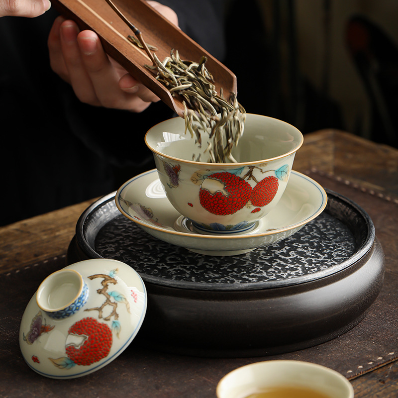 Ly trà cốc trà cốc cốc trà gốm sứ phong cách Trung Quốc gia dụng cao cấp tinh tế bộ trà kungfu đơn không nóng tay