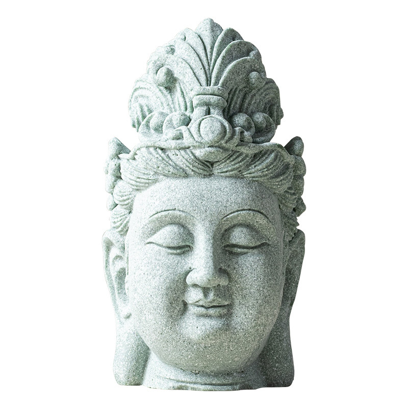 Đồ trang trí thiền Văn Thù Bồ Tát bằng đá sa thạch xanh đồ trang trí phong cảnh cửa ra vào phòng khách kiểu Trung Quốc mới đầu Phật trang trí theo phong cách cổ điển