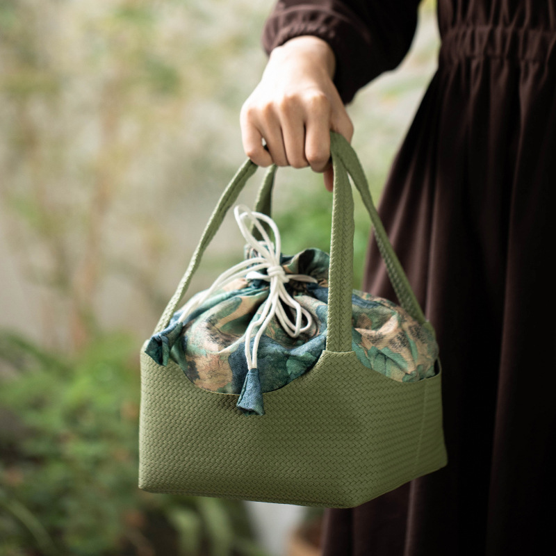 Túi đựng mỹ phẩm du lịch ngoài trời, bát đựng di động bằng da cao cấp, cốc trà, bao bì ấm trà, hộp quà tặng, túi vải, túi trà