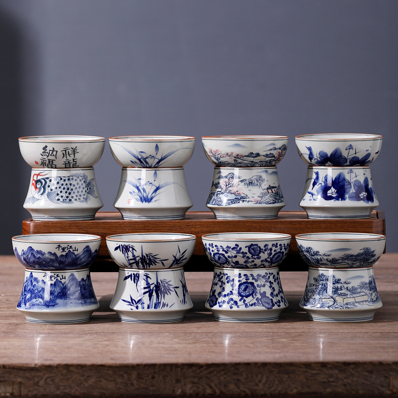 Phụ kiện bộ lọc trà Kungfu cổ điển kiểu Trung Quốc sang trọng nhẹ nhàng bộ lọc trà bộ lọc trà trắng xanh gia dụng