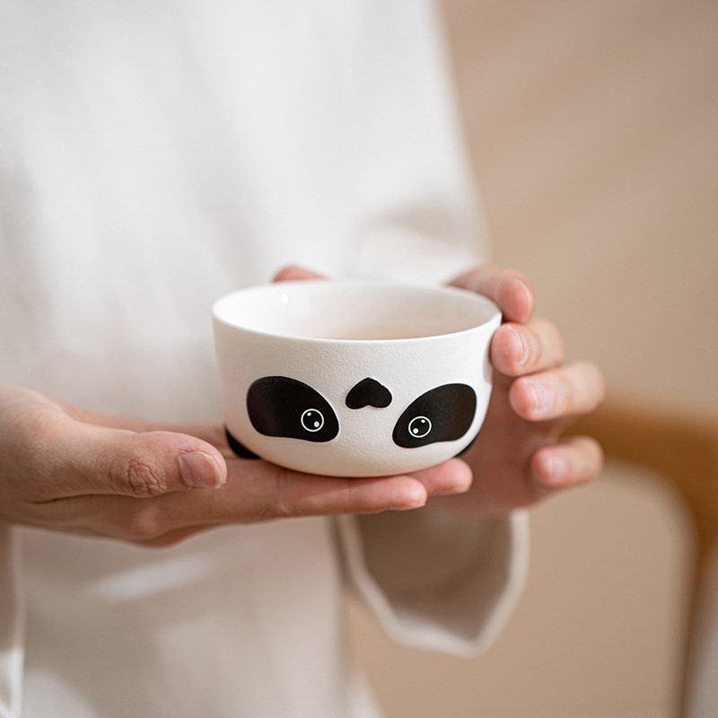Bộ ấm chén trà gốm sứ di động Panda Fubao Fula, hộp quà tặng, một ấm hai chén, dùng ngoài trời, bộ trà Kung Fu