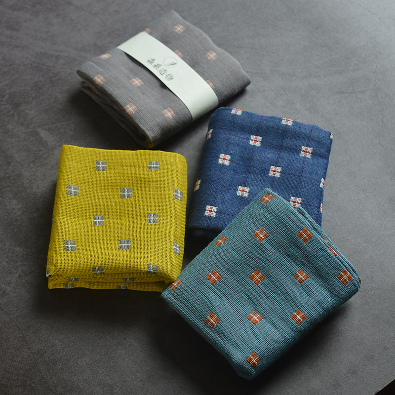 Khăn trà vải cotton và lanh vải trà ô vuông Zen ý giữ ấm bình Khăn vuông nhỏ chiếu trà thấm nước bàn trà khăn lau khăn trải trà đơn giản và thanh lịch Khăn trà