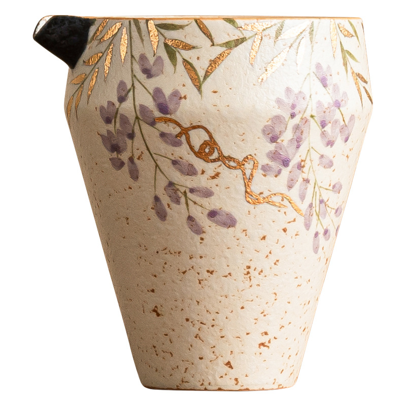 Cốc trà sứ trắng xanh và đá lửa đỏ cốc trà sứ cao cấp Haifen cốc hoa tử đằng vẽ tay bằng vàng phụ kiện trà đạo