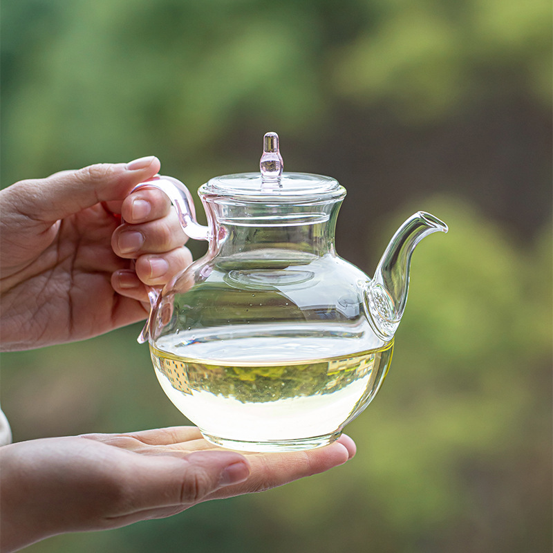 Ấm cầm tay bằng thủy tinh giả Song ấm trà hoa kiểu Trung Quốc có lọc trà xanh ấm trà một người chuyên dụng