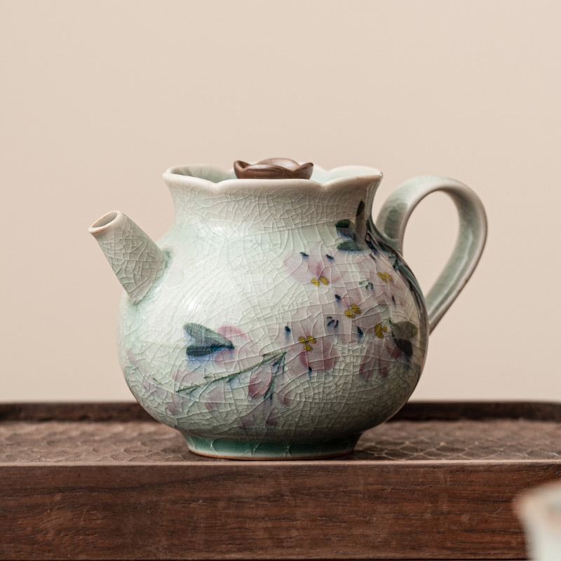 Ấm trà hoa mộc lan vẽ tay hoa băng ấm trà ấm trà nụ hoa có thể lọc gia dụng ấm đơn gốm sứ dụng cụ pha trà