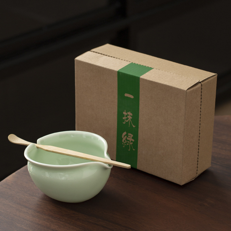 Ấm trà men ngọc bát có nắp không đỡ tam tài kiểu Nhật dụng cụ trà Kung Fu gốm sứ trà xanh Long Tỉnh bát pha trà gia dụng bát matcha