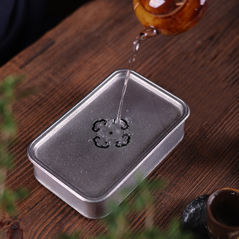 Khay trà thiếc cũ gia dụng đơn giản Thiền cao cấp cổ cổ bảo quản nước trà khay trà khay trà bàn pha khô
