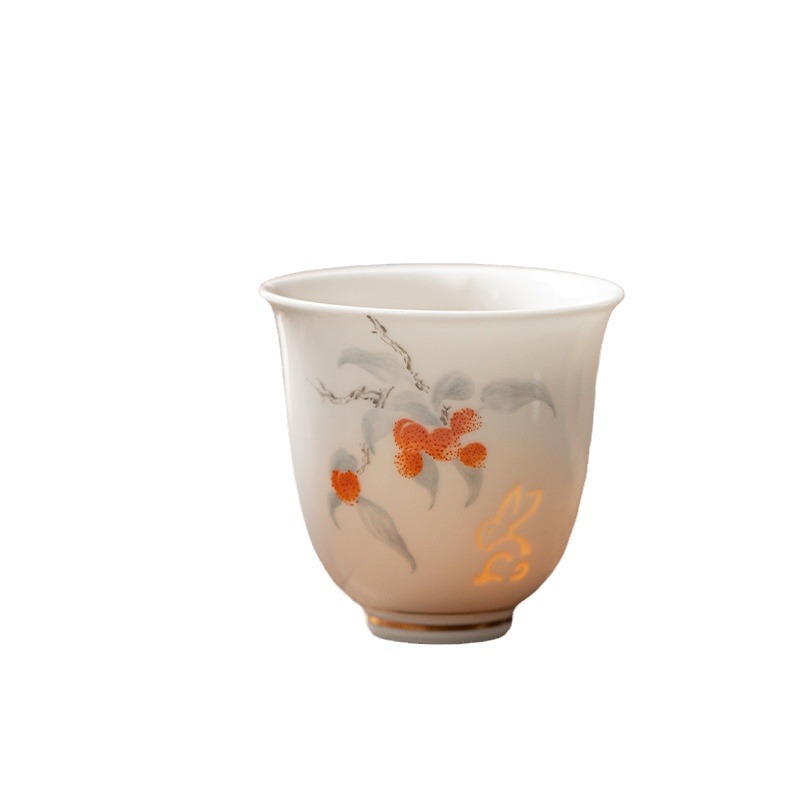 Cốc thần hoa tinh xảo, cốc trà sứ trắng, cốc chủ nhân, cốc đơn gốm sứ gia dụng, bộ trà Kung Fu, hộp quà tặng