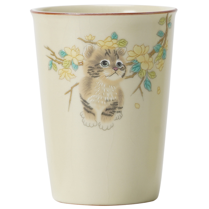 Bán buôn Cốc tiện dụng mèo dễ thương Ru Kiln Cốc gốm sứ Cốc pha trà cỡ lớn Cốc đơn văn phòng Bộ trà Kung Fu Hộp quà