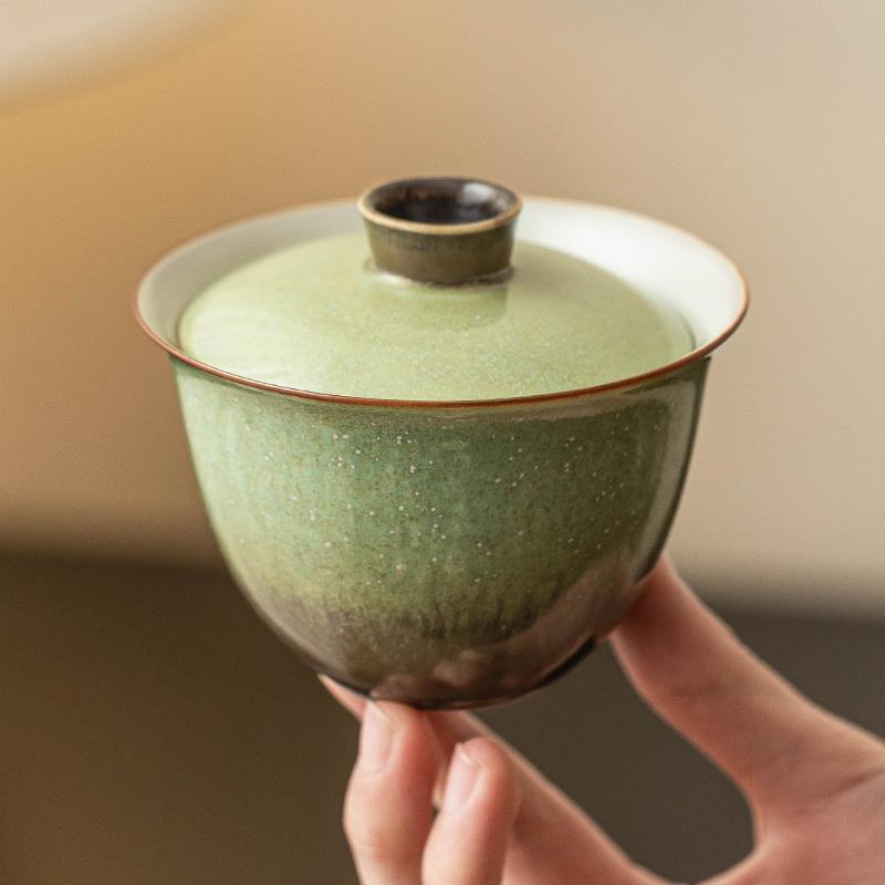 Lò nung thay bát có nắp thứ hai, bầu trời đầy sao xanh, bát pha trà Musong có nắp, đồ pha trà cỡ lớn cổ điển làm bằng tay, tách trà đơn