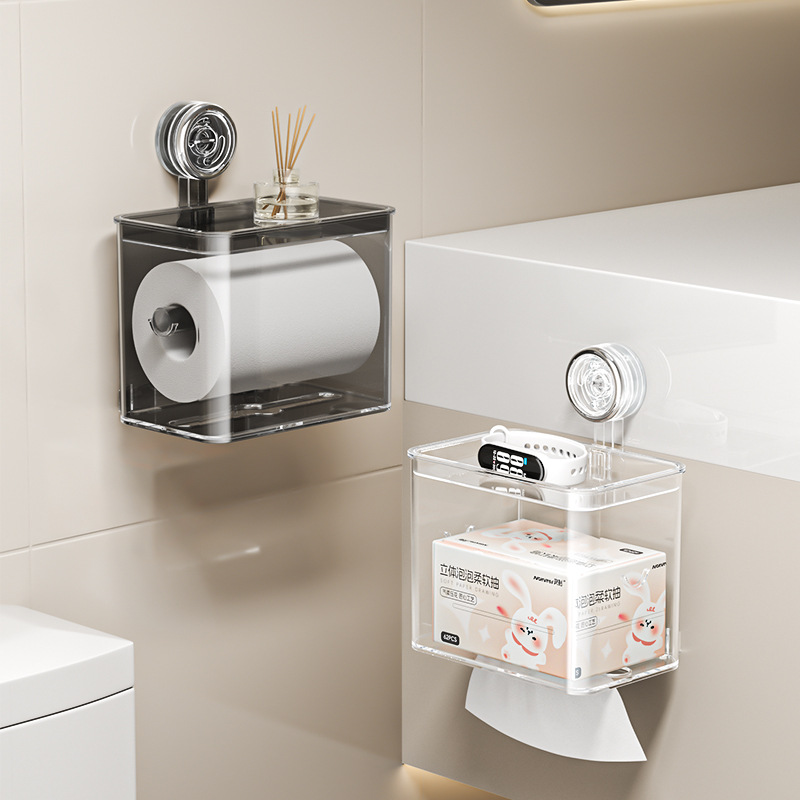 Hộp đựng khăn giấy cốc hút Hộp đựng giấy vệ sinh chống thấm nước cho nhà vệ sinh Hộp rút giấy vệ sinh không đục lỗ Hộp đựng giấy cuộn nhà vệ sinh treo tường
