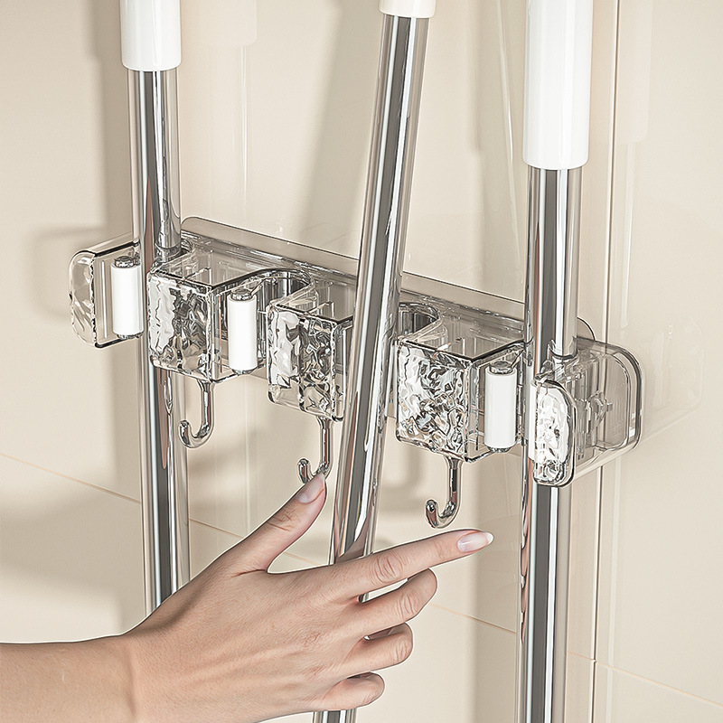 Giá treo móc treo cây lau nhà phòng tắm sang trọng kiểu mới không đục lỗ treo tường cây lau nhà vệ sinh Giá để đồ Móc Khóa Kẹp Cây lau nhà