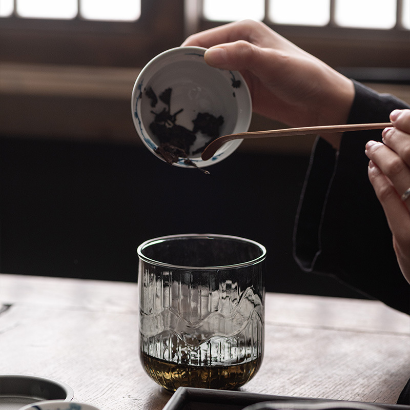 Chậu nước rửa trà Jianshui thủy tinh kiểu Nhật dày hình tròn có nắp lọc phụ kiện trà đạo gia dụng chậu lót thùng trà nhỏ