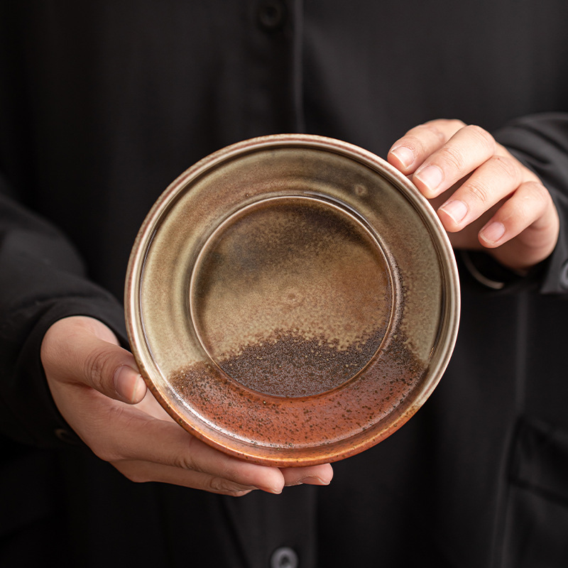 Ấm gia dụng bằng gốm sứ, khay xốp khô tráng men nung củi, khay đựng ấm, khay đựng nước, bộ trà kungfu cổ điển, phụ kiện trà đạo