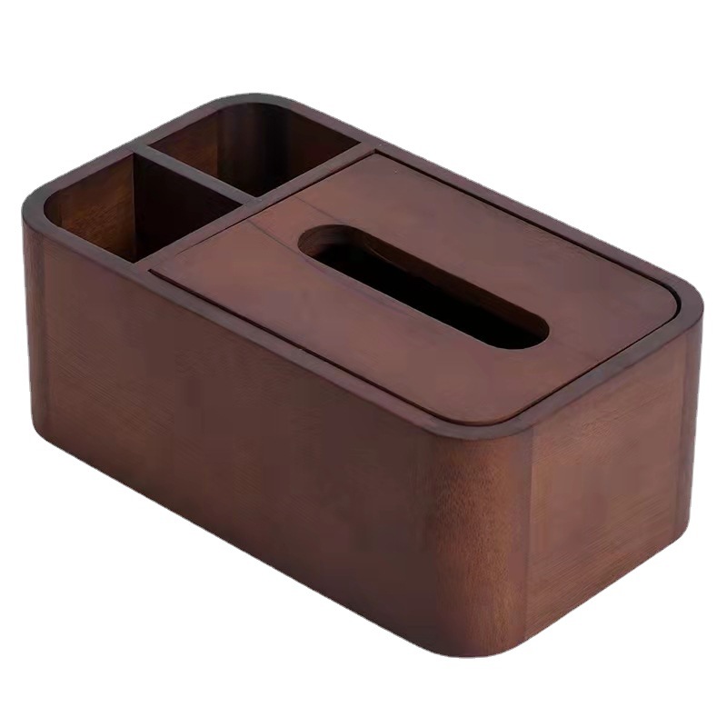 Hộp đựng khăn giấy gỗ óc chó đen hộp rút giấy gia dụng kiểu Trung Quốc Hộp đựng đồ gỗ nguyên khối đa năng phòng khách hộp đựng bàn trà