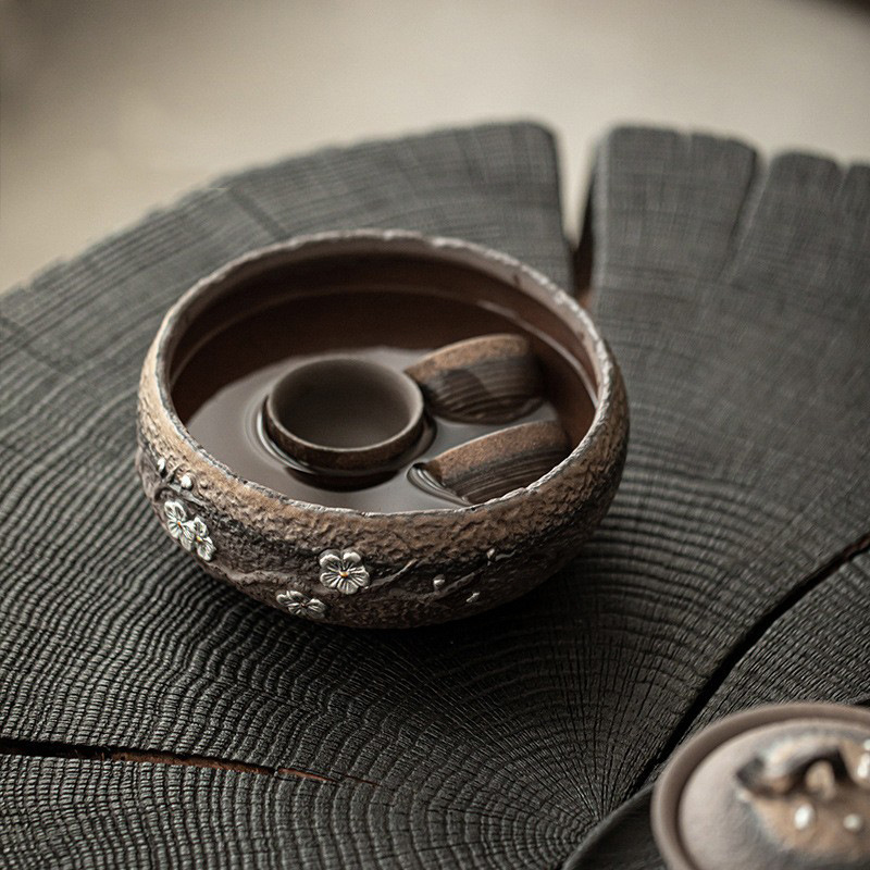 Bộ ấm trà Kung Fu gốm thô cổ điển Nhật Bản, bát có nắp gia dụng, bình xà nâng, bán buôn tách trà văn phòng