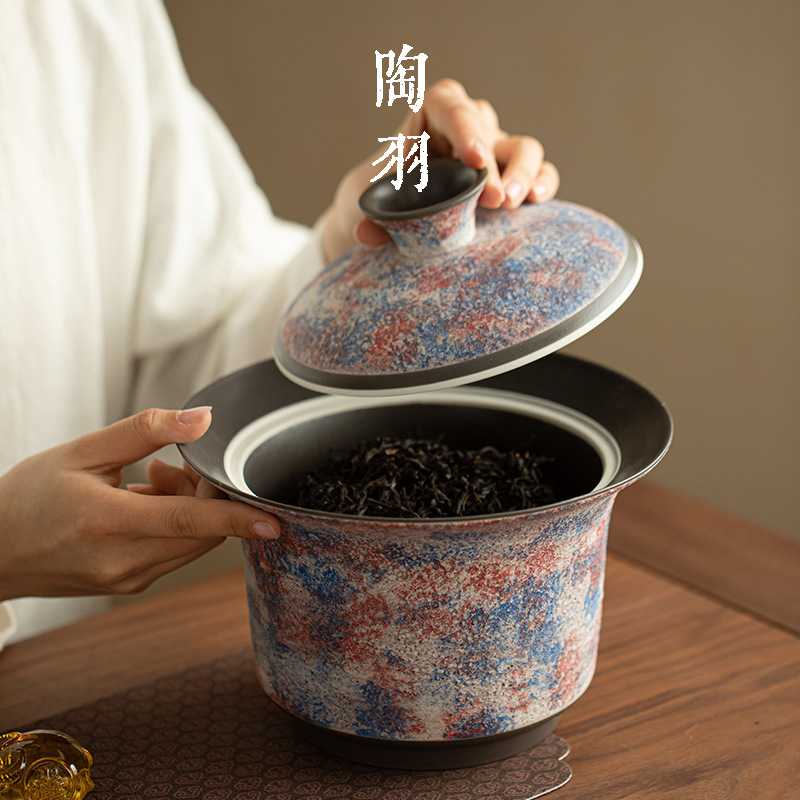 Bộ dụng cụ pha trà Kung Fu, gồm chén trà lớn, bàn trà, đồ trang trí, hộp đựng trà, đá khoáng nhiều màu sắc, kích thước lớn dùng trong gia đình.