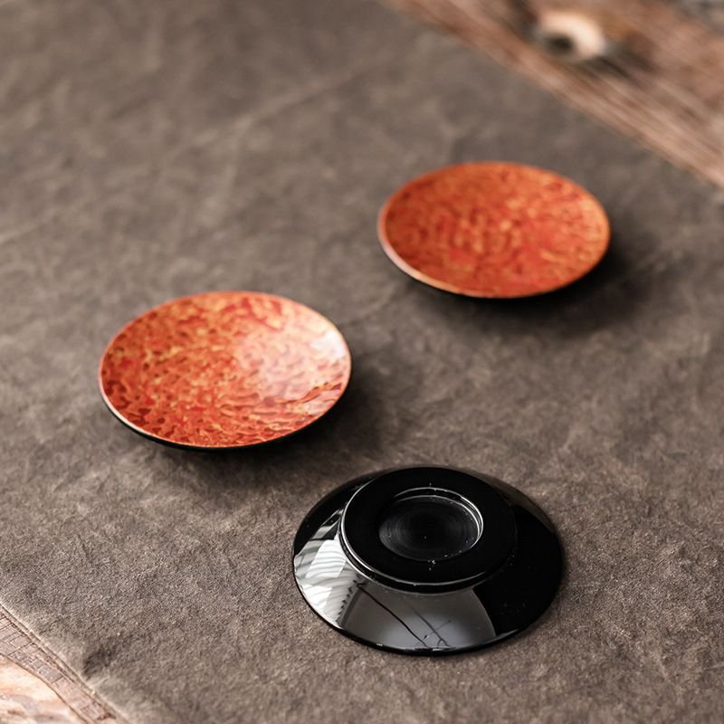 Đế cốc bằng đồng sơn mài lớn thủ công kiểu Trung Quốc Đế đựng trà lá cỡ lớn cách nhiệt chống bỏng đế lót trà Thiền ý phụ kiện trà Kung Fu