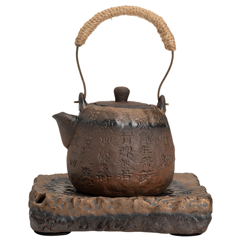 Ấm trà gốm thô mạ vàng kiểu Nhật ấm pha trà bùn đá cũ thủ công ấm trà đơn nhỏ gia dụng dụng cụ pha trà Kung Fu