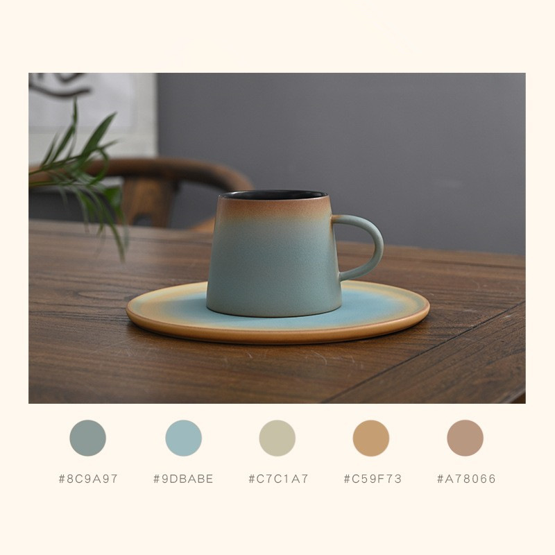 Cốc Mug Gradient có giá trị cao, tai treo cao cấp, cốc mờ sang trọng nhẹ kiểu Nhật, cốc cà phê gốm sứ, món quà