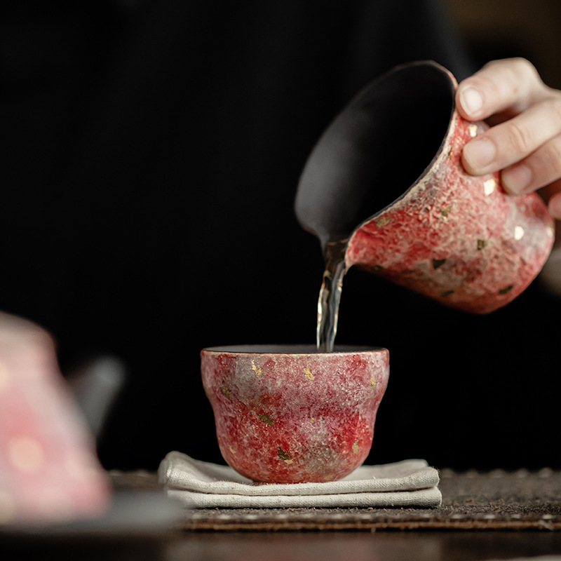 Cốc trà gốm màu đá, cốc chủ gốm, cốc trà, bộ trà kung fu cổ điển, cốc đơn thủ công, hộp quà tặng