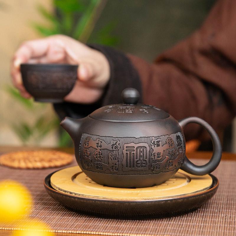 Ấm trà Vân Nam Zisha Baifu Xishi ấm trà Jianshui hoàn toàn thủ công một ấm trà tử sa ấm trà công nhân gia dụng