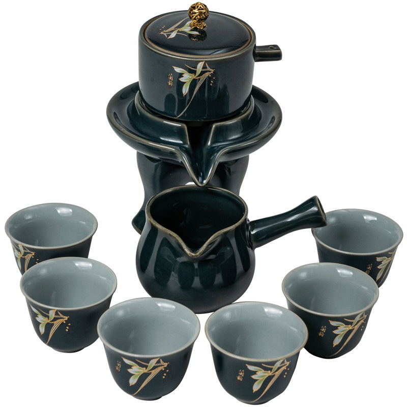 Bộ trà Kung Fu tự động Jingdezhen Jilan nguyên bộ dụng cụ pha trà đá mài chống bỏng gia dụng