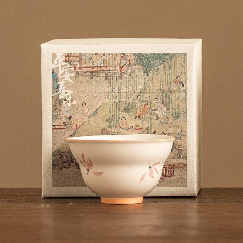 Cốc phong lan tráng men màu vàng gạo cốc trà gia dụng cốc trà công phu gốm sứ đơn phong cách Trung Quốc cốc chủ nhân cốc trà