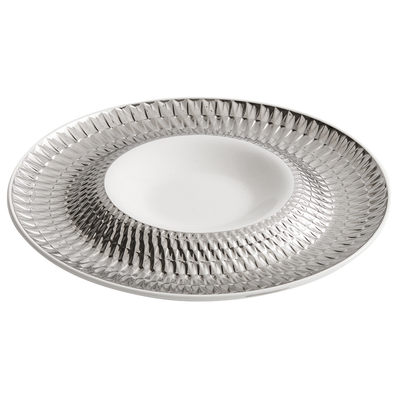 Đĩa tròn gốm sứ Con đường bóng xoáy Đĩa gia dụng Đĩa ăn nhẹ sang trọng cao cấp Đĩa ăn tối Nhà hàng khách sạn Đĩa núi lửa thương mại