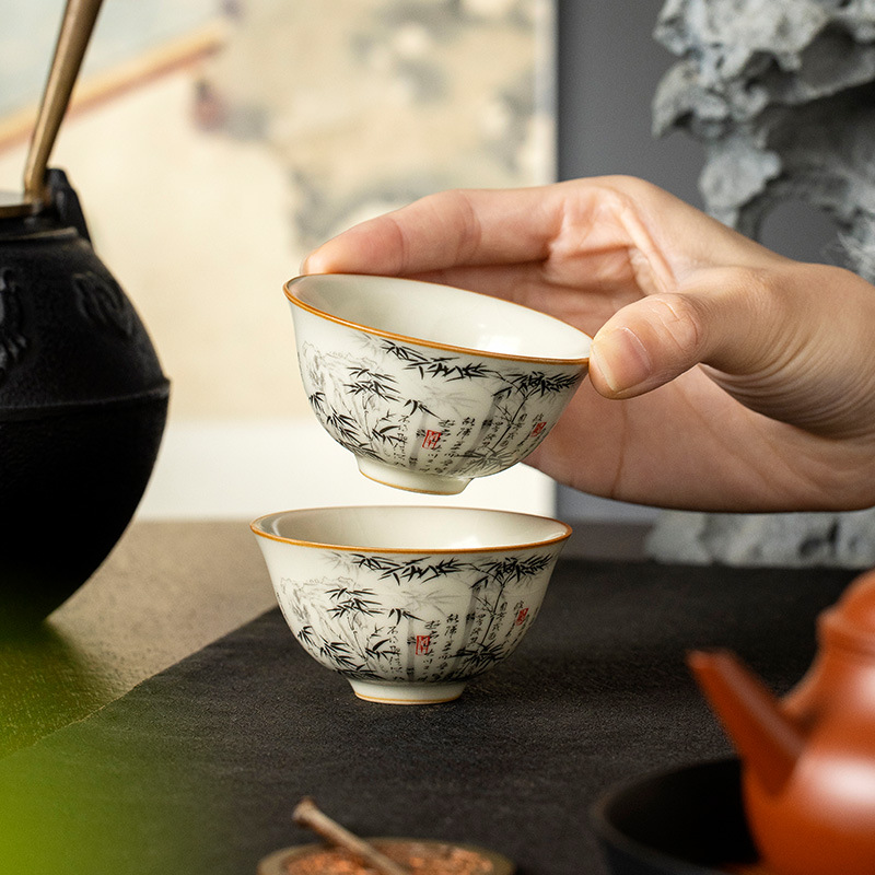 Bộ tách trà cốc cung điện nhỏ Ru Kiln Mozhu