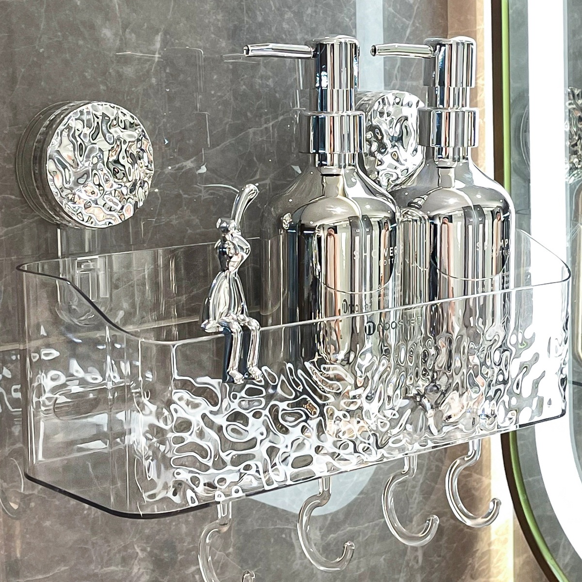 Kệ để cốc hút phòng tắm Giá để phòng tắm không cần đục lỗ, bồn rửa vệ sinh, giỏ treo, hộp đựng đồ treo tường nhà bếp