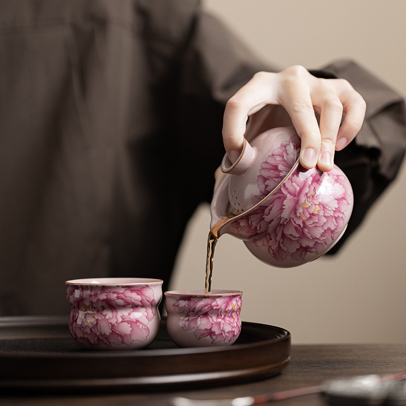 Bộ trà du lịch bầu bí màu quốc gia, bộ trà du lịch, một ấm hai cốc, cắm trại ngoài trời, du lịch, bộ pha trà di động nhanh