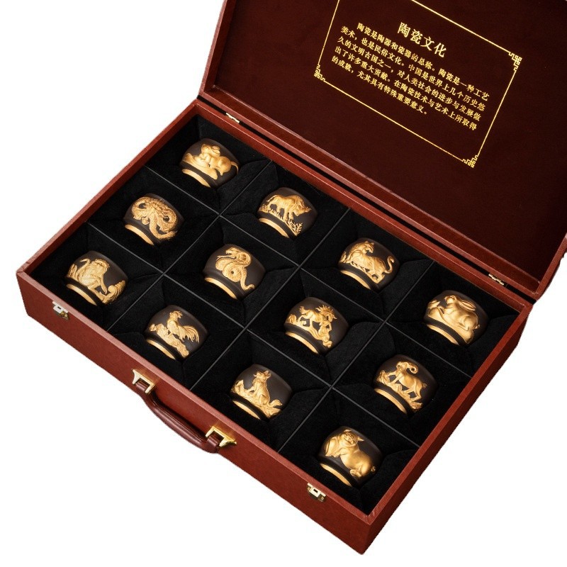 Đồ gốm Phúc Kỳ cao cấp cá nhân tử sa chuyên dụng cho chủ nhân cốc trà chén trà bộ trà gia dụng bộ hộp quà