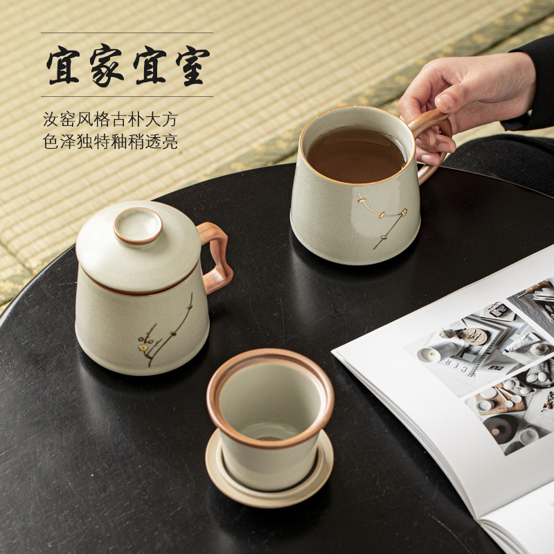 Cốc văn phòng Ruyao cốc nước tách trà cốc nước có nắp cốc trà cốc gốm sứ quà tặng sinh nhật quà tặng giáo viên