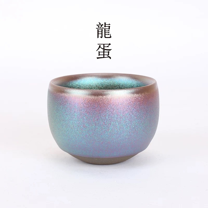 Đẹp đầy màu sắc trứng rồng vàng cốc Jianyao Jianzhan cốc trà lốp sắt Jianyang cốc trà nhỏ cầm tay cốc đơn lò gốm sứ