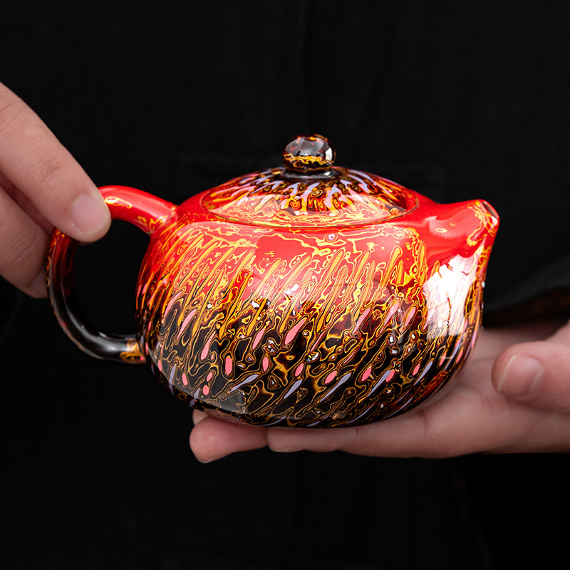 Bộ trà sơn mài Suyuan, ấm trà sơn mài xà cừ, hộp quà tặng ấm trà Xishi thủ công dung tích lớn màu tím cao cấp