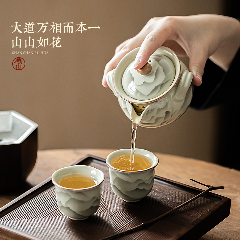 Ấm trà nắm tay Ruyao Mountain Ruhua Bộ trà Kung Fu gốm sứ Ấm trà Bình Bảo Bình Đồ pha trà đơn gia dụng cổ điển
