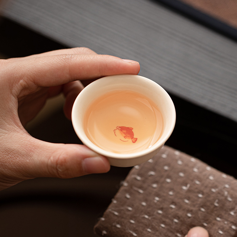 Soda tráng men cá Si Wenzao Qingyuan bát có nắp Bộ đồ trà cốc trà gốm sứ gia dụng Bộ trà Kung Fu đơn giản